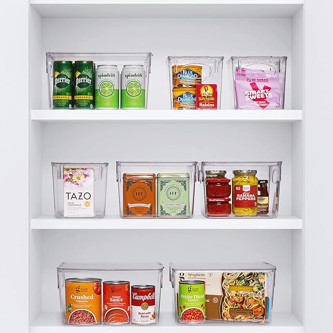 Sorbus Medium Clear Plastic Storage Bins for Shelves, Clothes, with Handle - Clear Storage Bins, Drawer, Shelf, Closet, Pantry, Fridge, Freezer Organizer Bins, Closet Organizers and Storage (2 pack) - Image 4