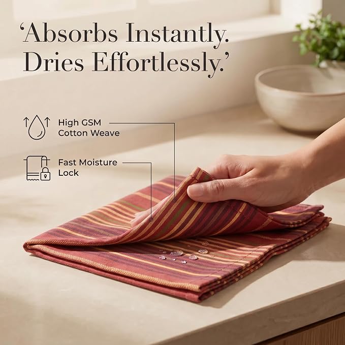 Urban Villa Cloth Napkins Cotton 20x20 (Set of 12) Fall Stripes - Image 3