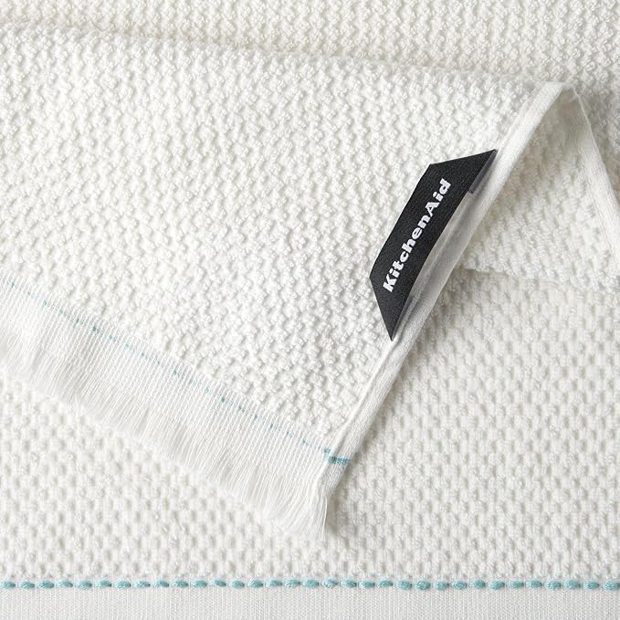 KitchenAid Gourmet Series Gridlines Kitchen Towels 3-Pack Set, 100% Cotton Absorbent, Mineral Water Aqua, 18"x28" - Image 4