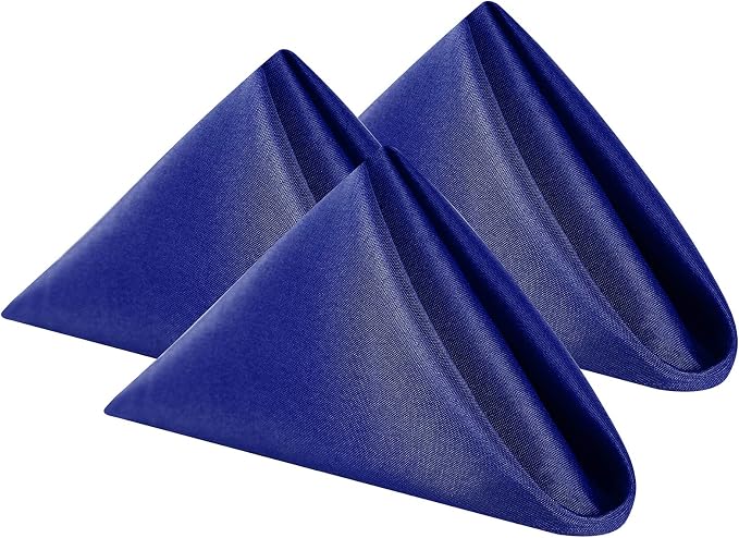 Cloth Napkins 20x20 inch Washable Polyester Dinner Napkins Soft Table Napkins for Wedding Party Dining Banquet(Royal Blue,100PCS) by Cupuamon