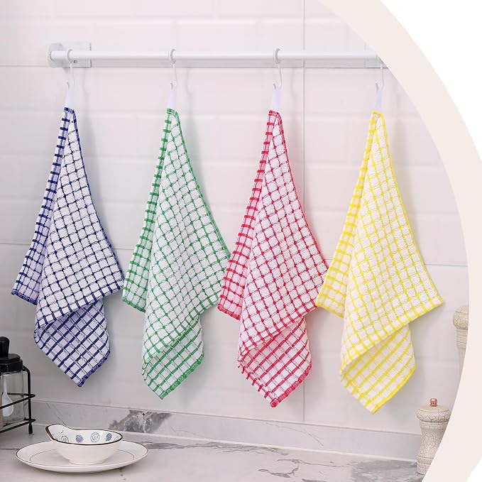 Kitinjoy Cotton 16 Pack Kitchen Towels and Dishcloths Sets, Yellow | 16 x 25 Inch & 12 X 12 Inch Dish Towels Bulk, Super Soft and Absorbent hand towels for kitchen Drying - Image 7