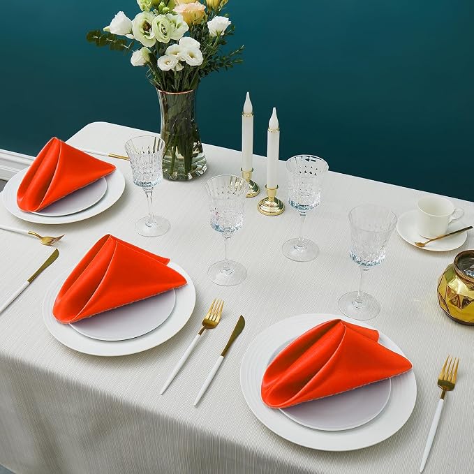 MDS® Pack of 150 Satin Napkins 12 x 12 Inch, Soft Silky Reusable Cloth Dinner Table Napkins for Wedding Décor, Reception, Birthday, Parties, Banquets, Catering, Restaurants & Hotel - Orange - Image 2