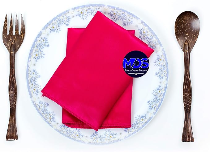 Set of 100 PCS Satin Napkin 12x12 Inch Square, Dinner Table Napkins for Wedding, Bulk Silky Sateen Cloth Napkins for Restaurant Banquet Graduation Birthday Party Decoration - Magenta - Image 5