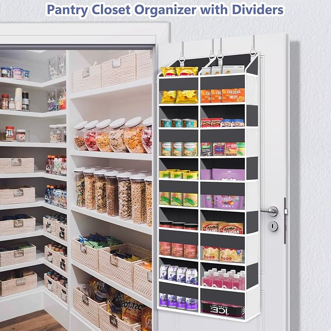 Heavy Duty Over The Door Organizer 5 Tiers, Extra Large Behind Door Storage of 10 Front & 10 Mesh Pockets, 80lb Weight Capacity, Hanging Doors Storage for Closet Bedroom Nursery, Dark Gray - Image 8