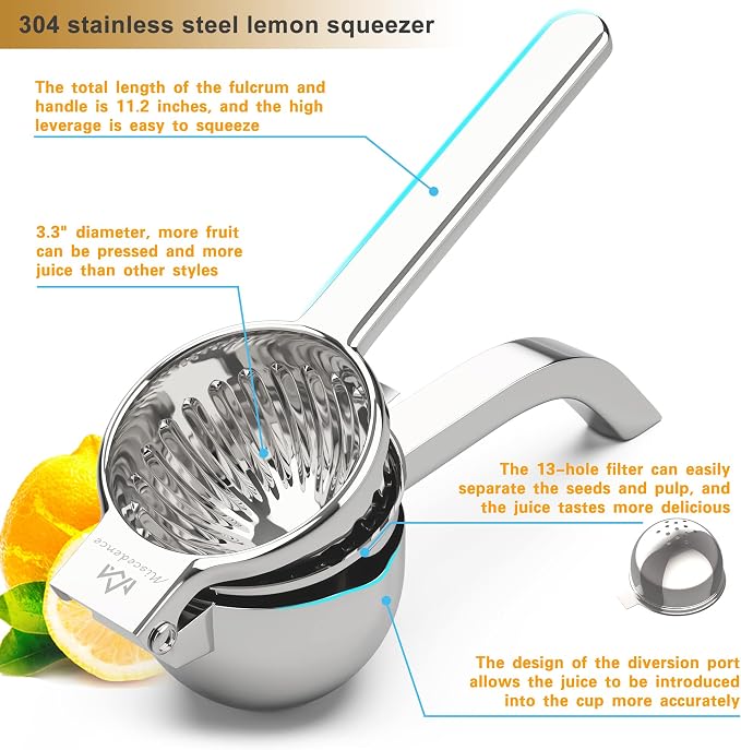 Large lemon squeezer, Manual Juicers stainless steel citrus juicer All Size Fruits Can Squeeze Juice, Large Yield, Suitable For Lemons, Oranges, Pomegranates, Grapes - Image 2