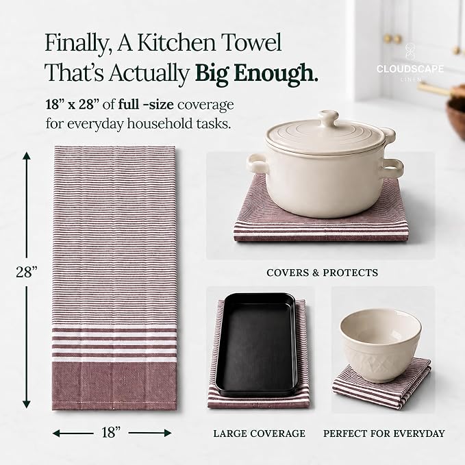 CSL Premium Kitchen Towels Set of 6,Highly Absorbent,Quick Dry,18x28, Rust - Image 4