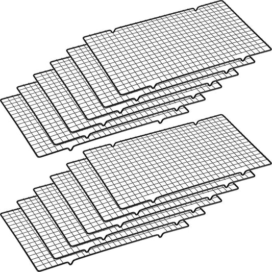 Harloon 12 Pack 16 x 9.8 Inches Nonstick Cooling Racks for Baking, Grid Wire Cookie Cooking Racks Oven Safe Carbon Steel Baking Rack Sheet Rack for Cookie Cake Grilling Drying Roasting (Black) by Muasung