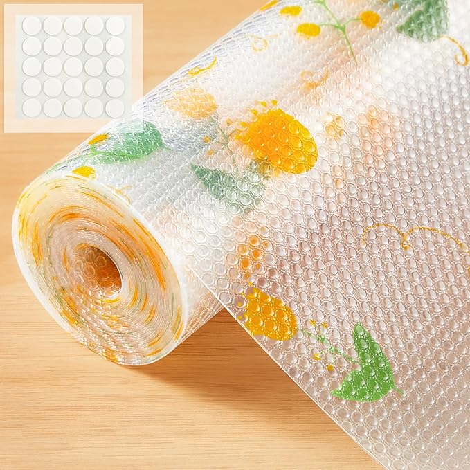 Beautysaid Shelf Liner Non Adhesive — EVA Drawer & Cabinet Liner, Waterproof Non Slip Kitchen Shelf Paper, Thick Washable Refrigerator Mat for Cabinet Shelves & Pantry, Floral, 24 in x 10 FT by Beautysaid