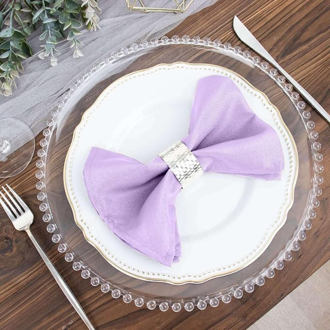 Efavormart Premium Cloth Napkins Set of 50, 17x17 Inch Lavender Violet Seamless Dinner Napkins, Washable Linen Table Napkin Cloth with Hemmed Edges for Weddings, Party and Banquet - Image 7