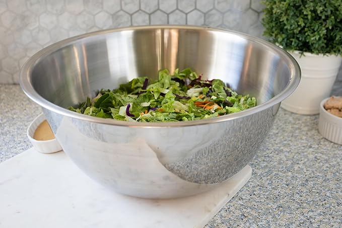 Fox Run Stainless Steel Mixing Bowl, 10.75 Quart Capacity Large Metal Bowl | Prep, Mix & Serve | Large 10.75 Quart Capacity | Durable Stainless Steel | Dishwasher Safe | Smudge & Scratch Resistant Bowl - Image 2