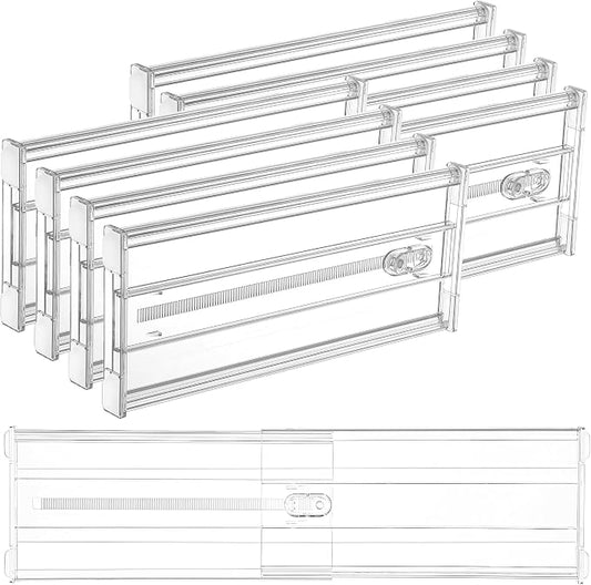 Vtopmart 8 Pack 6" Tall Upgrade Drawer Dividers for Big and Deep Drawer, 12.8"-22.3" Adjustable Expandable Dresser Drawer Organizer, Clear Plastic Separators for Dresser, Baby Supplies, Kitchenware by Vtopmart