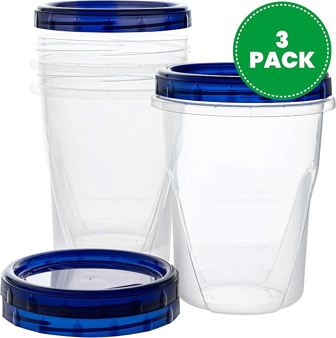 PLASTICPRO Twist Top Deli Containers Clear bottom With blue [32 oz 3 Pack] - Image 2