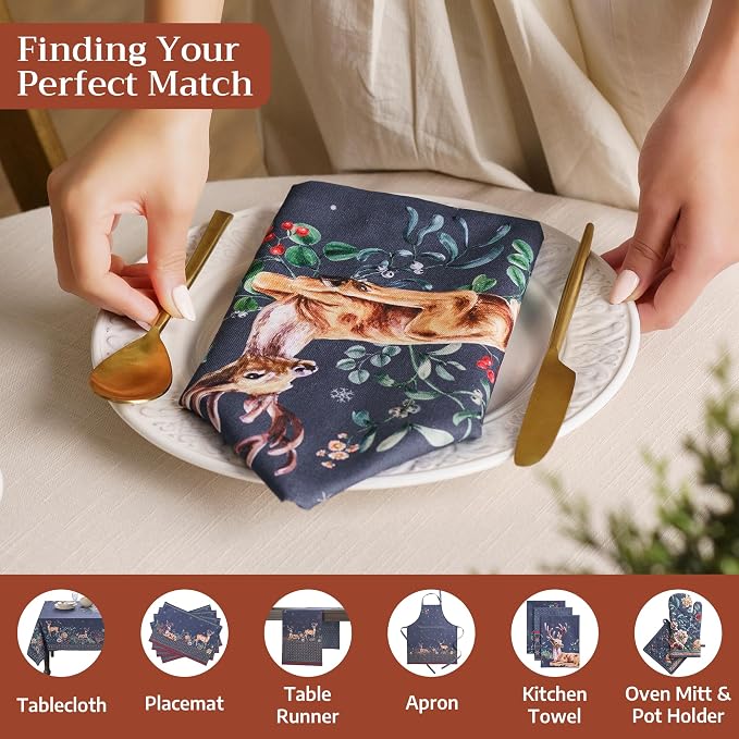 Maison d' Hermine Cloth Napkins Set of 4 Reusable 100% Cotton (20" x 20") | Everyday Square Napkins Cloth Washable Dinner Wedding Restaurant Hotel Kitchen Thanksgiving Christmas - Christmas Joy - Image 4