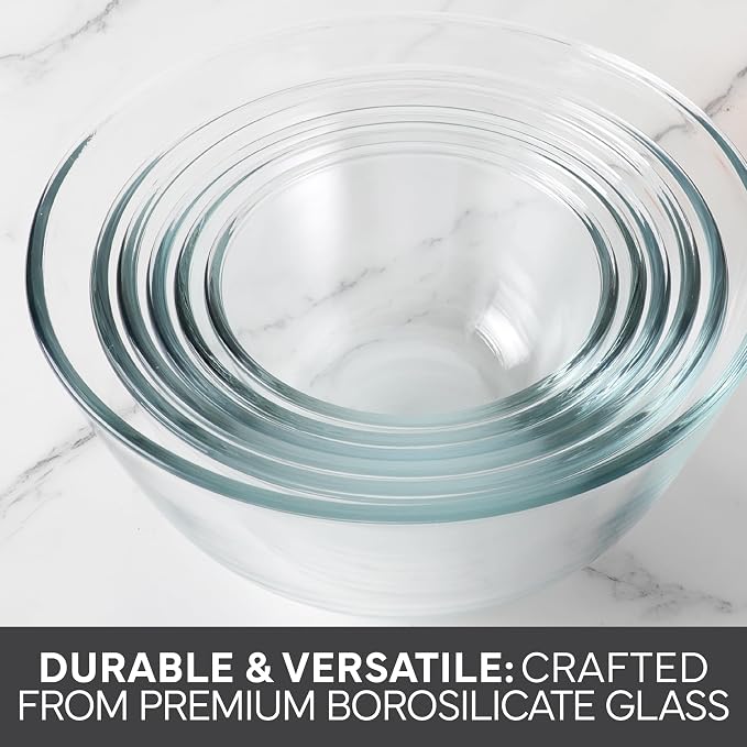 COOK WITH COLOR 12 Pc Glass Mixing Bowl Set with Lids – Borosilicate Glass Nesting Bowls for Cooking, Baking and Meal Prep, Gray - Image 7