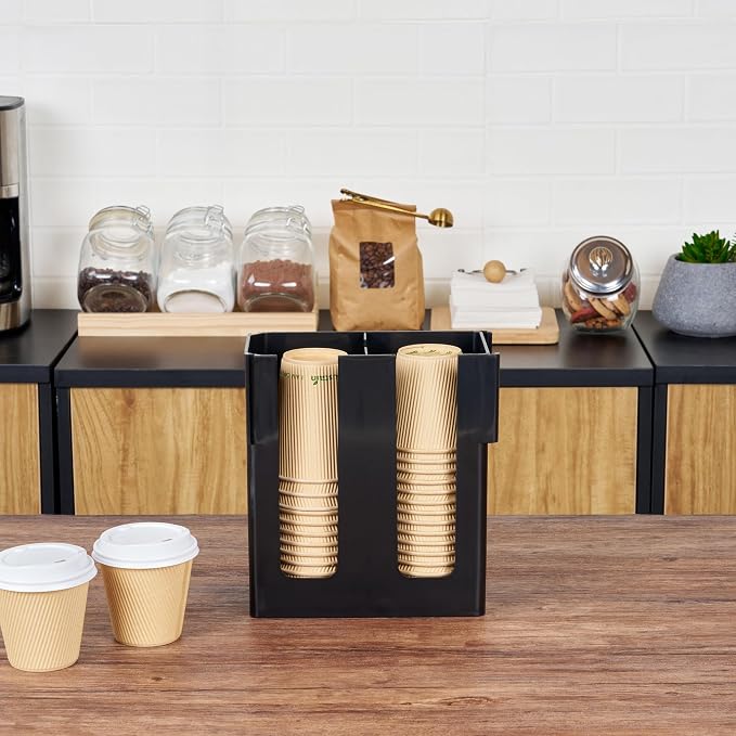 Restaurantware Restpresso Coffee Bar Organizer, 1 Count Durable 2 Compartments, Compact Size, Black Plastic Tabletop Coffee Supplies Organizer For Homes, Office Spaces, Breakrooms, and Lounges - Image 6
