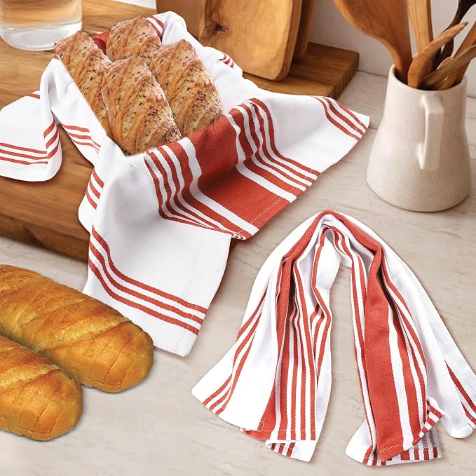 Urban Villa Kitchen Towels Cotton Dish Towels 20”x30” (Set of 6) Rust White - Image 7