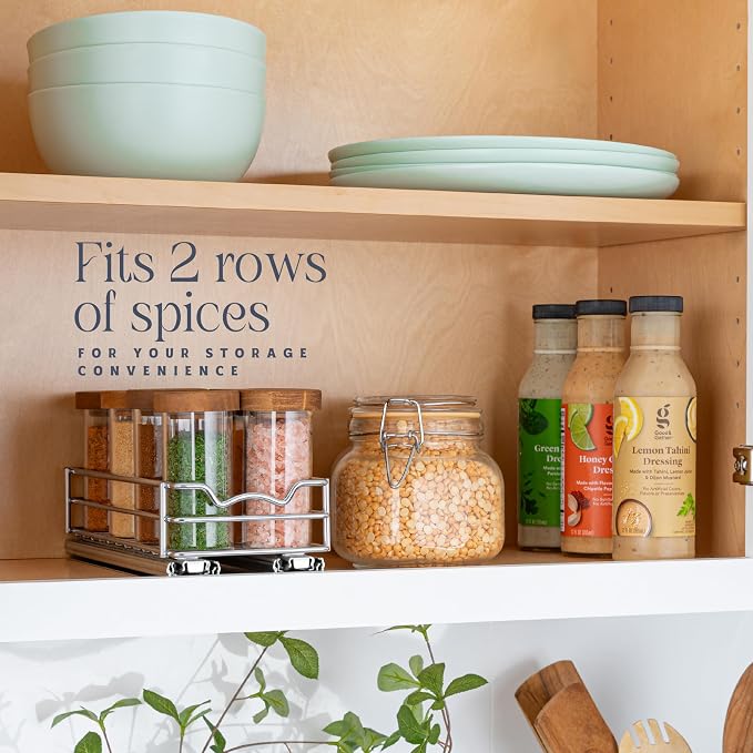 Pull Out Cabinet Organizer for Spices, Cans 4-1/2"W x 10-1/2"D x 2-3/4”H | Heavy Duty with Lifetime Limited Warranty, Pull Out Spice Rack, Cabinet Pull Out Shelf for Cans, Dishes, Etc, Easy to Reach - Image 2