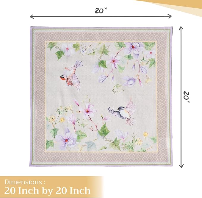 Maison d' Hermine Cloth Napkins Set of 4 Reusable 100% Cotton (20" x 20") | Everyday Square Napkins Cloth Washable Dinner Party Wedding Restaurant Hotel Kitchen Spring Summer - Magnolia Mornings - Image 4