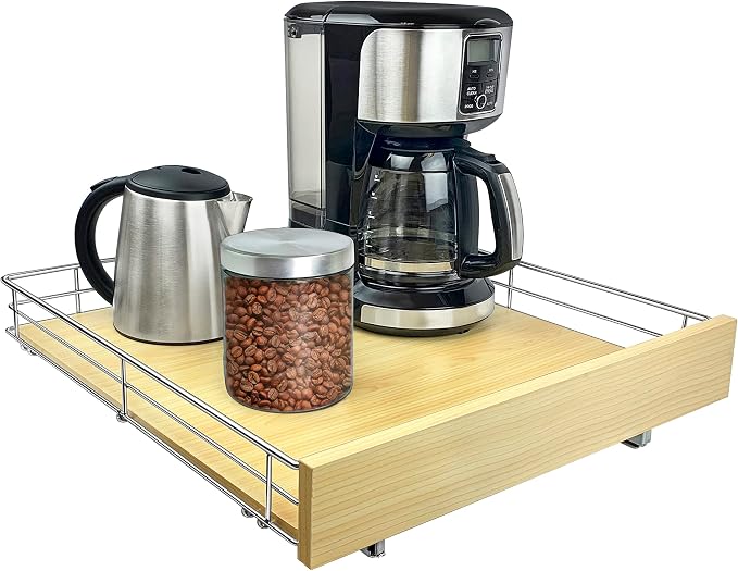 LYNK PROFESSIONAL® SELECT™ Slide Out Cabinet Organizer Pull Out Drawer, 20" x 21" Pull Out Cabinet Organizer – Pull Out Shelves for Kitchen Cabinets – Roll Out - Lifetime Ltd. Warranty, Wood Chrome by LYNKPROFESSIONAL