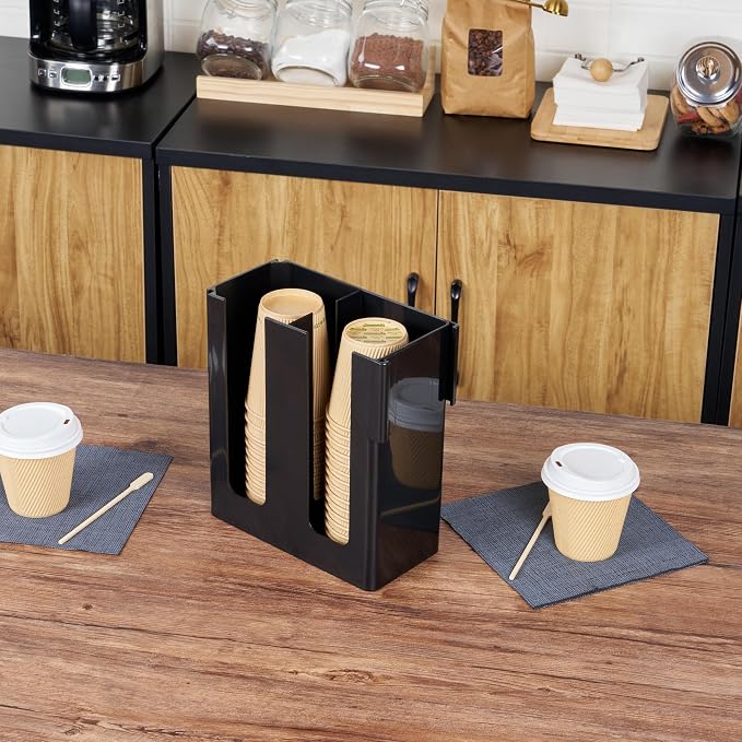 Restaurantware Restpresso Coffee Bar Organizer, 1 Count Durable 2 Compartments, Compact Size, Black Plastic Tabletop Coffee Supplies Organizer For Homes, Office Spaces, Breakrooms, and Lounges - Image 7