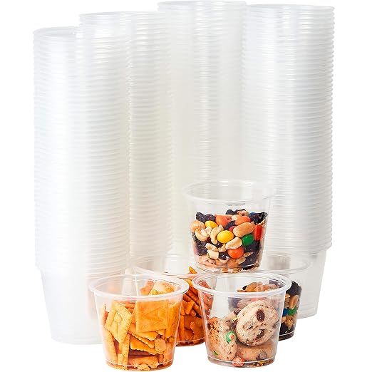 Leakproof, BPA Free 5.5 oz Souffle Cups 200 PK. Stackable Portion Containers for Sampling, Salad Dressing, Sauces, Jello Shots. Plastic Food Prep Supplies for Restaurant, Cafe, Catering, Deli, Party by FoodRestaurantSupplies