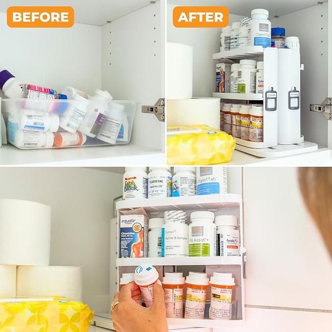 Spice Rack Organizer for Cabinet - Slide & Rotate Seasoning Organizer - 4 Snap-In Adjustable Shelves for 5 Tier of Storage - Magnetic Modular Design - 8.9”H x 6.1”W x 10.8”D - Image 9
