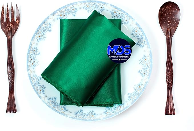 Set of 100 PCS Satin Napkin 12x12 Inch Square, Dinner Table Napkins for Wedding, Bulk Silky Sateen Cloth Napkins for Restaurant Banquet Graduation Birthday Party Decoration - Emerald Green - Image 5