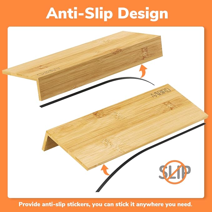 AMBIRD Bamboo Spice Drawer Organizer with Non-slip Mat, 4 Tier Jar Spice Rack Tray 13'',Seasoning Organizer for Kitchen,Cabinet,Drawers,Countertop - Image 8