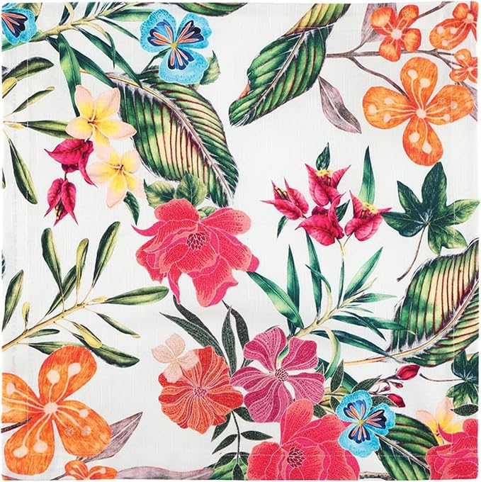 47th & Main Set of 4 100% Cotton Cloth Table Napkins for Dining, 18" Square, Tropical Flowers by 47thMain