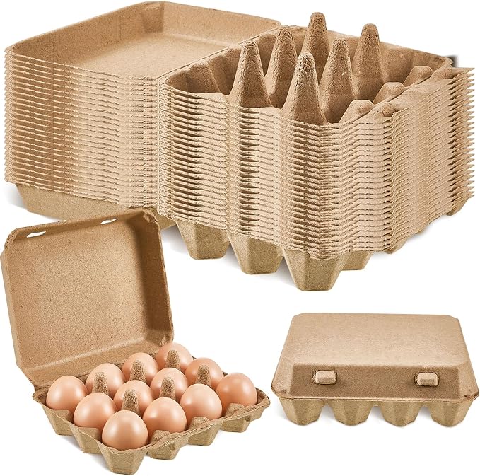 Rtteri 25 Pieces Paper Pulp Egg Cartons 3x4 Style Vintage Blank Egg Cartons for Fresh Duck Quail Storage Kitchen Family Farmhouse by Rtteri