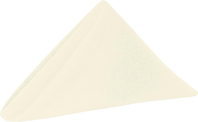17x17-Inch Cotton-Feel Cloth Napkins, Ivory, Set of 12 | Bulk Case of 1 Dozen, Square, 100% Spun Polyester Fabric, MJS-Spun Construction, Cotton-Like Hand, Machine Washable, Seamless by UltimateTextile