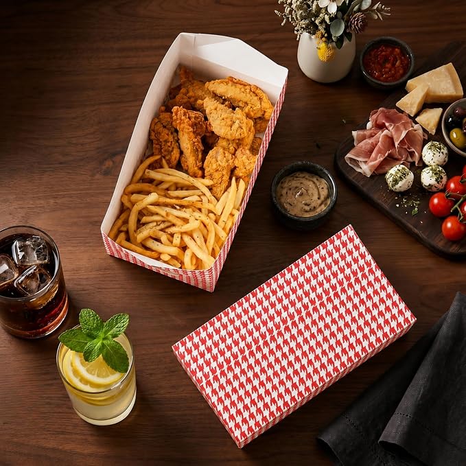 Restaurantware Take Out Lunch Box 400 Count 71-Ounce Durable Paper Recyclable Container Red Leak-Proof Food Box Spill-Resistant Fast Top Closure Rectangular Hot Food Friendly - Image 4