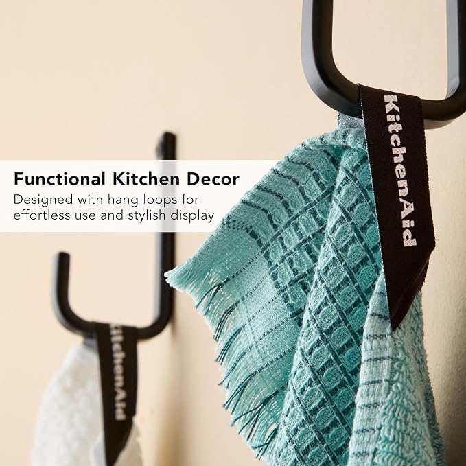 KitchenAid Gourmet Series Gridlines Kitchen Towels 3-Pack Set, 100% Cotton Absorbent, Mineral Water Aqua, 18"x28" - Image 6