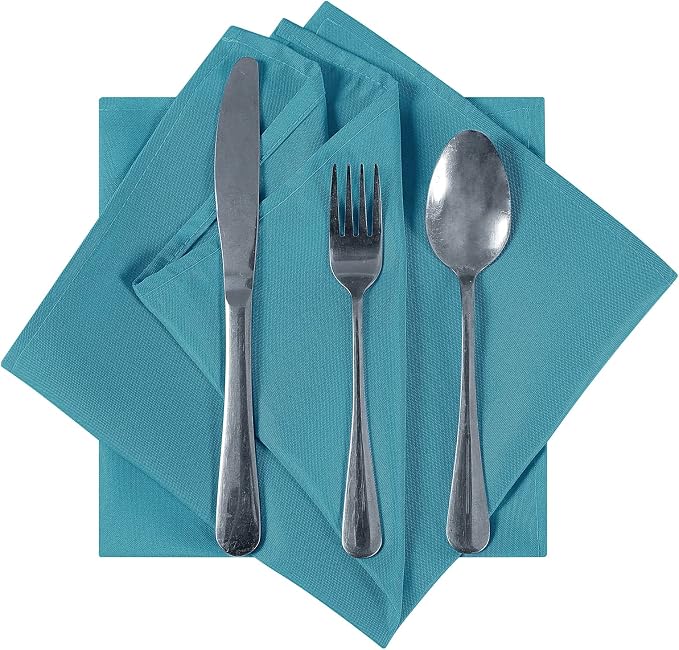 Cloth Napkins 17x17 inch Washable Polyester Dinner Napkins Soft Table Napkins for Wedding Party Dining Banquet(Caribbean Blue,50PCS) - Image 3