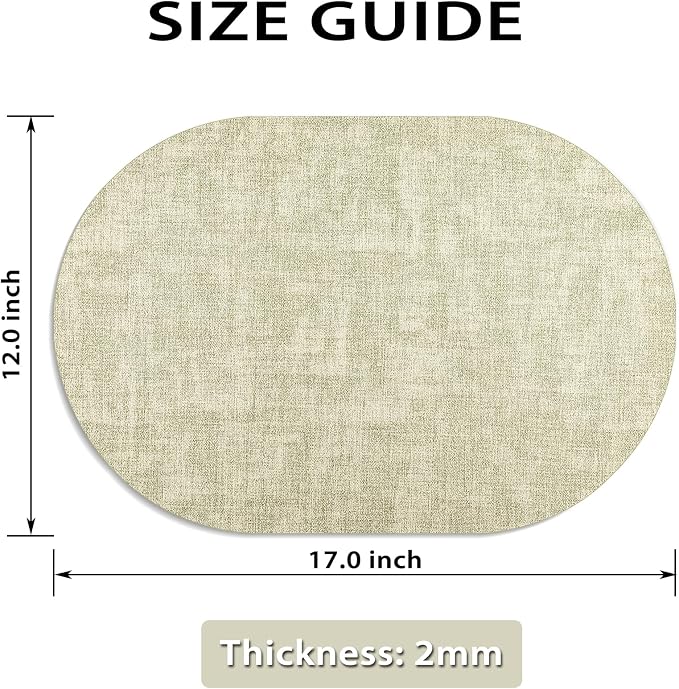 Placemats Set of 8-17" x 11.8" Waterproof & Heat Resistant Oval Place Mats, Wipeable Washable Double Layer Faux Leather Table Mats, Sage Green - Image 6
