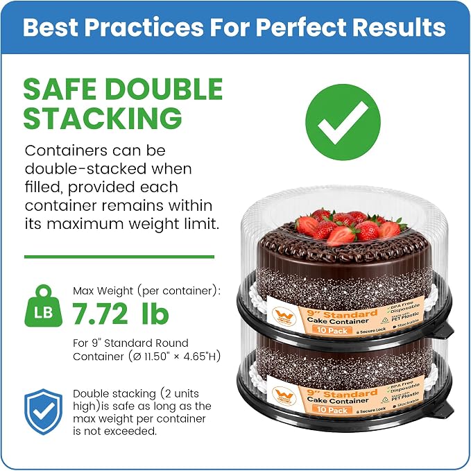 WOW 9in Standard PET Round Cake Carrier, 10-Pack | Fits 9in Cakes, Clear Dome Lid, Stackable, Lightweight, Desserts, Pies, Pastries, 11.5in Diameter - Image 5