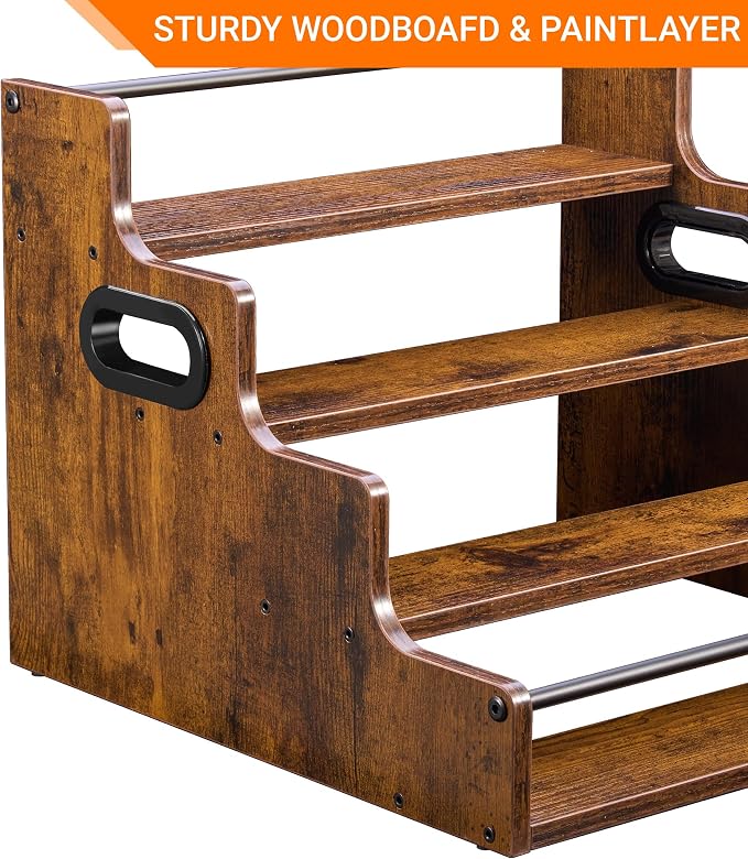 YQBRAO 2-Pack 4-Tier Liquor Bottle Display Shelf, 16-Inch, Rustic Brown | Two racks hold up to 32 bottles total for bourbon, spirits, home bars, dining areas, and entertaining spaces. - Image 8
