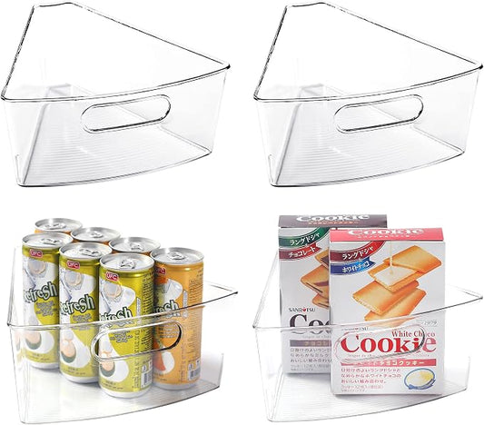 Leeden Lazy Susan Organizer for 26" Diameter Corner Lazy Susan, Plastic Kitchen Cabinet Storage Bins with Handle, 4 Packs, 1/8 Wedge - Food Safe, BPA Free by LEEDEN