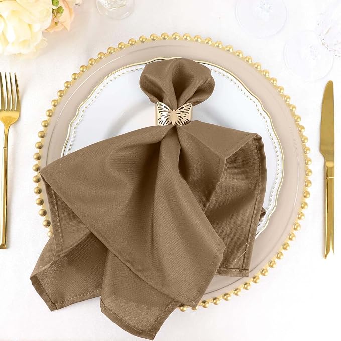 Efavormart Premium Cloth Napkins Set of 25, 20x20 Inch Taupe Violet Seamless Dinner Napkins, Washable Linen Table Napkin Cloth with Hemmed Edges for Weddings, Party and Banquet by efavormart