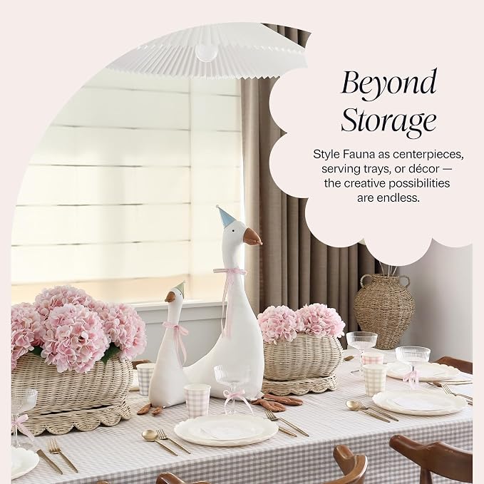 BEBE BASK The Original Scalloped Basket with Lid - Set of 2 (15x11x6 In) | Handwoven & Award Winner, Sustainable Rattan, Wicker Basket With Scalloped Edge Lid, Nursery Storage, Scallop Basket, Natural - Image 8