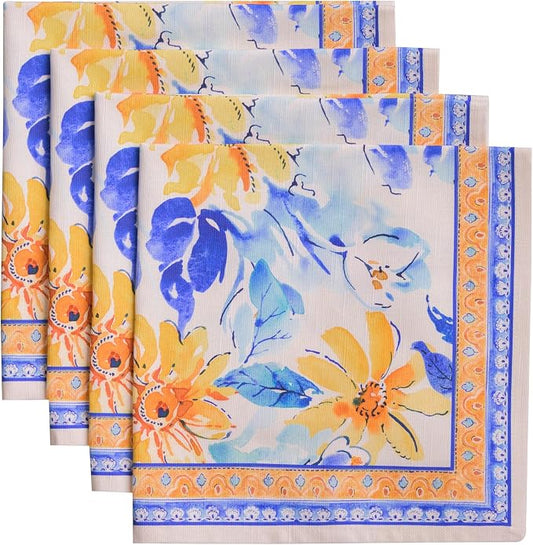 Maison d' Hermine Cloth Napkins Set of 4 Reusable 100% Cotton (20" x 20") | Everyday Square Napkins Cloth Washable Dinner Party Wedding Restaurant Hotel Kitchen Spring Summer - Girassol by MaisondHermine