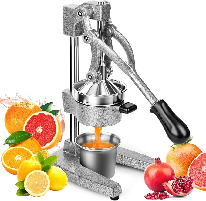 Manual Citrus Juicer Press, Heavy Duty Cast Iron Lemon Squeezer with Stainless Steel Cone, Commercial Hand Press Juicer for Orange, Lemon & Lime, Easy to Clean by Unknown