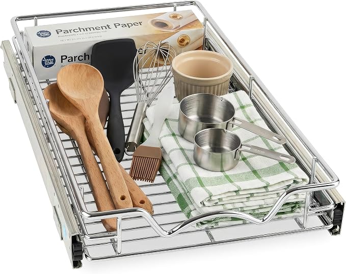 HOLDN’ STORAGE Pull Out Cabinet Organizer, 8”W x 21”D Cabinet Drawer | Heavy-Duty Caddy, Lifetime Limited Warranty, Steel Metal Cabinet Drawers, Chrome, Requires At Least 9-1/4” Cabinet Opening by HOLDN%E2%80%99STORAGE