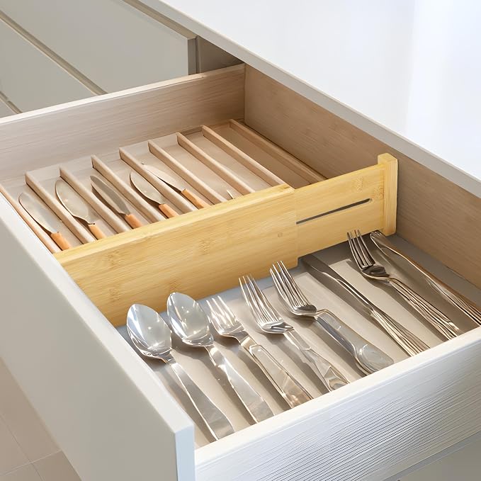 VaeFae 3 Pack Bamboo Drawer Dividers, 4" High Adjustable 16.6" - 21.8" Clothes Drawer Organizers, Expandable Separators for Bedroom/Bathroom/Kitchen/Office Storage - Image 6