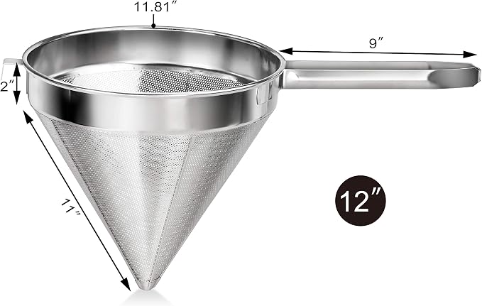 New Star Foodservice 34158 18/8 Stainless Steel China Cap Strainer, 12-Inch, Coarse Mesh - Image 2