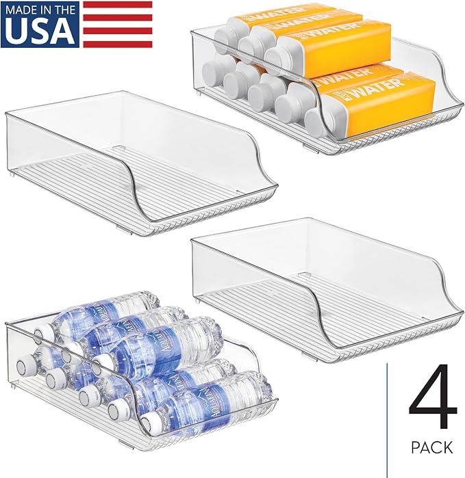 iDesign Water Bottle Organizer for Fridge, Set of 4, Clear | Made in USA - Image 2