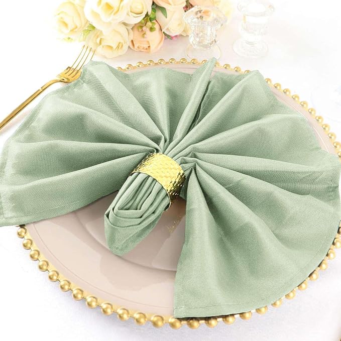 Efavormart Premium Cloth Napkins Set of 100, 20x20 Inch Sage Green Seamless Dinner Napkins, Washable Linen Table Napkin Cloth with Hemmed Edges for Weddings, Party and Banquet - Image 2
