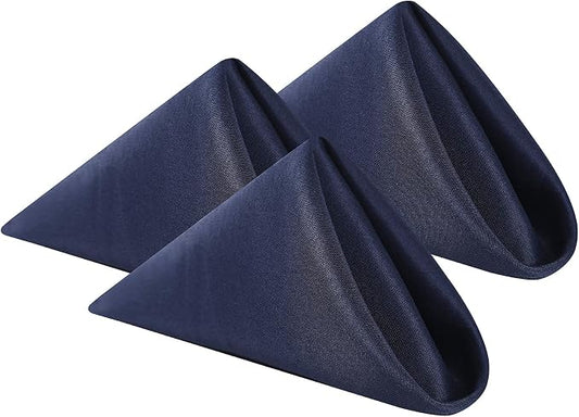 Cloth Napkins 17x17 inch Washable Polyester Dinner Napkins Soft Table Napkins for Wedding Party Dining Banquet(Navy,50PCS) by Cupuamon