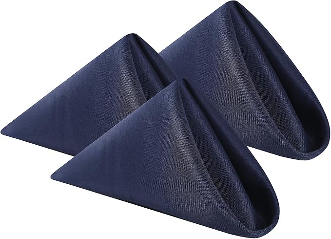 Cloth Napkins 20x20 inch Washable Polyester Dinner Napkins Soft Table Napkins for Wedding Party Dining Banquet(Navy,100PCS) by Cupuamon