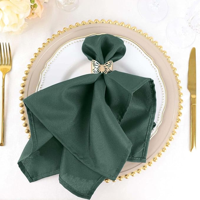 Efavormart Premium Cloth Napkins Set of 5, 20x20 Inch Hunter Green Seamless Dinner Napkins, Washable Linen Table Napkin Cloth with Hemmed Edges for Weddings, Party and Banquet by efavormart